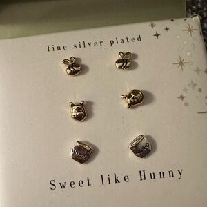 Disney Winnie the PooSweet Like Hunny Sterling Plated Stud Earring Set